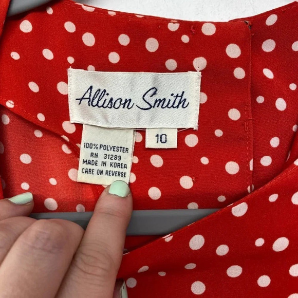 Vintage Dress Allison Smith Red Dot Button Back Sheath - Picture 3 of 9